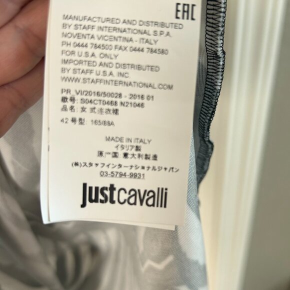 Just Cavalli Dress Fitted Bodycon Black & White Striped Midi Animal Pattern - Picture 10 of 11